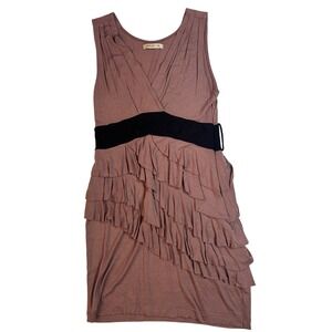 Arden B Women's Ruffle Mini Dress Mauve Pink Sleeveless Belted Party Size S